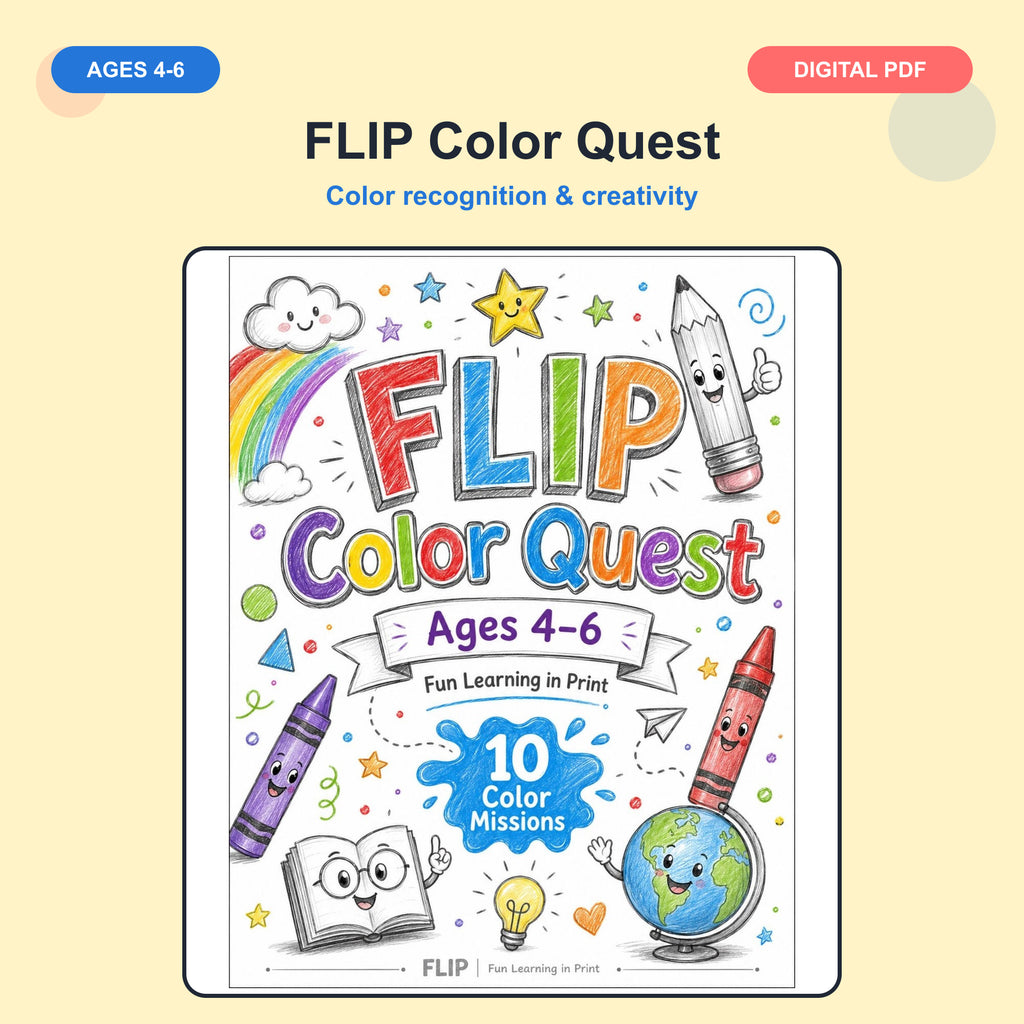 FLIP Color Quest – 8 Printable Missions | Ages 4–6