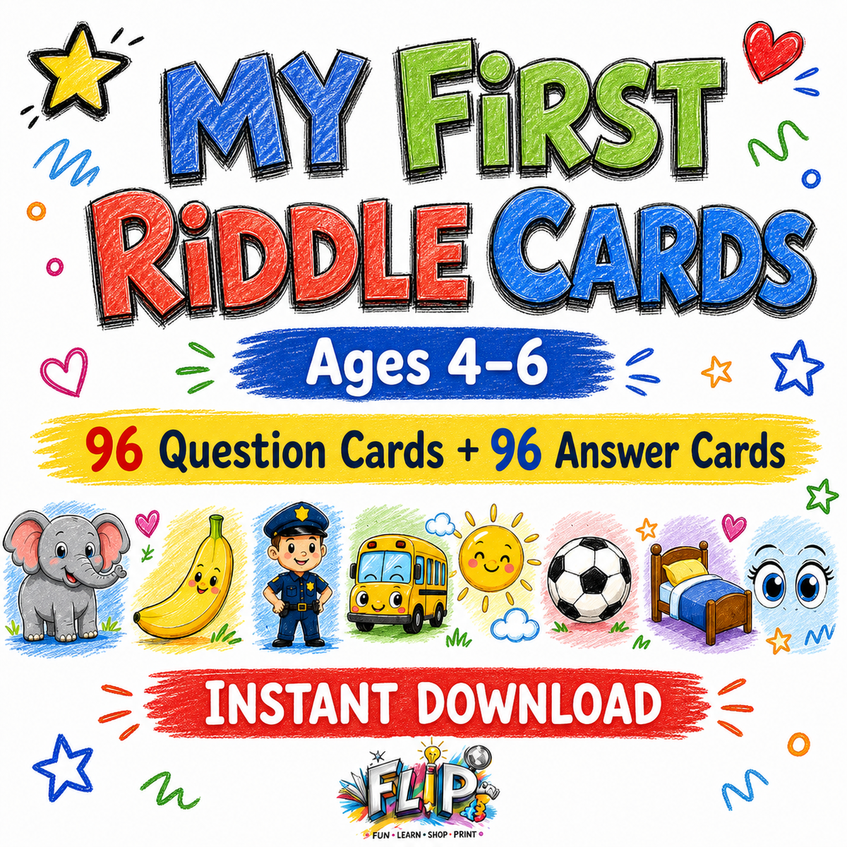 My First Riddle Cards - 192 Printable Cards | Ages 4-6