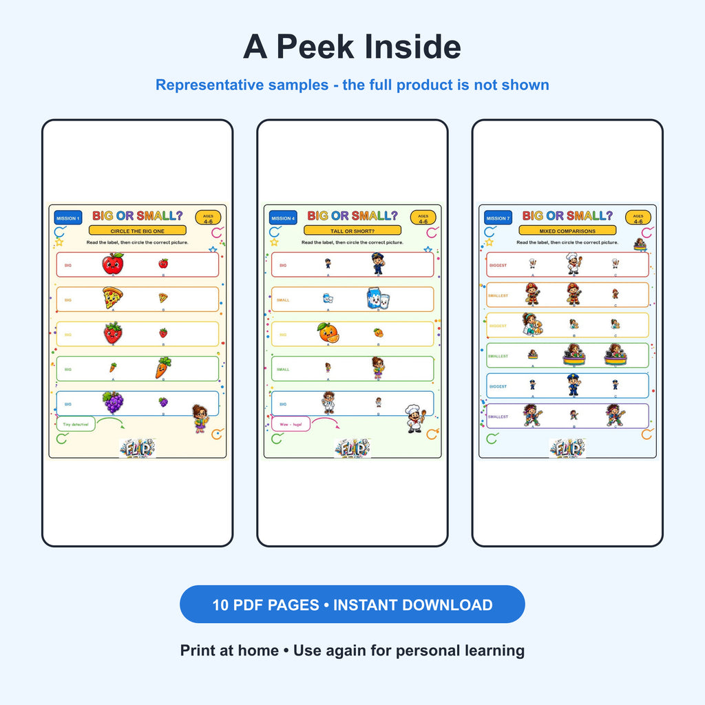 Big or Small? – 8 Printable Missions | Ages 4–6