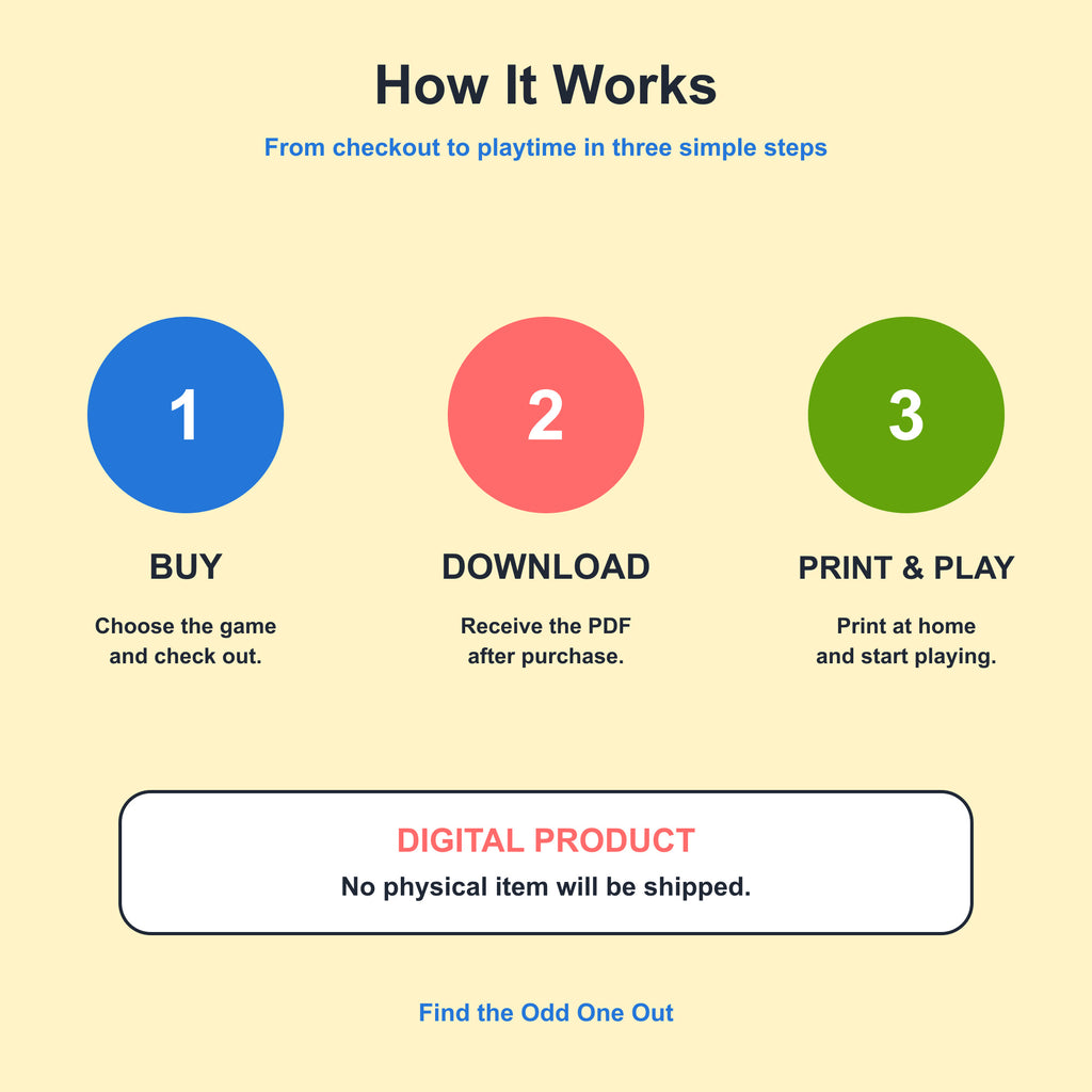 Find the Odd One Out – 8 Printable Missions | Ages 4–6