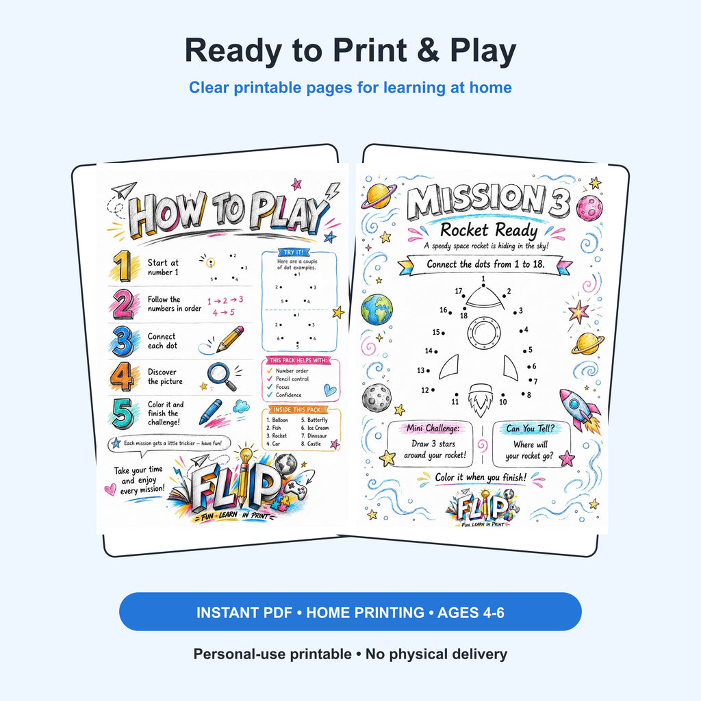 Make the Dots – 8 Printable Missions | Ages 4–6
