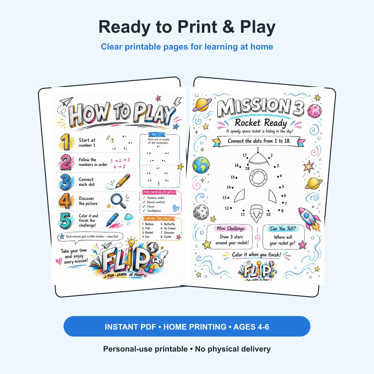 Make the Dots – 8 Printable Missions | Ages 4–6